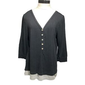 BOGARI Silk‎ Blend Henley Top - Size XL